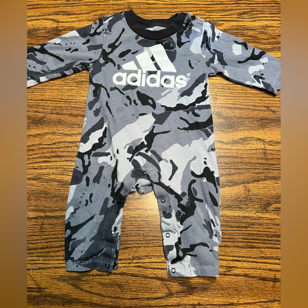 Adidas boys gray camo romper coveralls 9 months B1G1 50% off